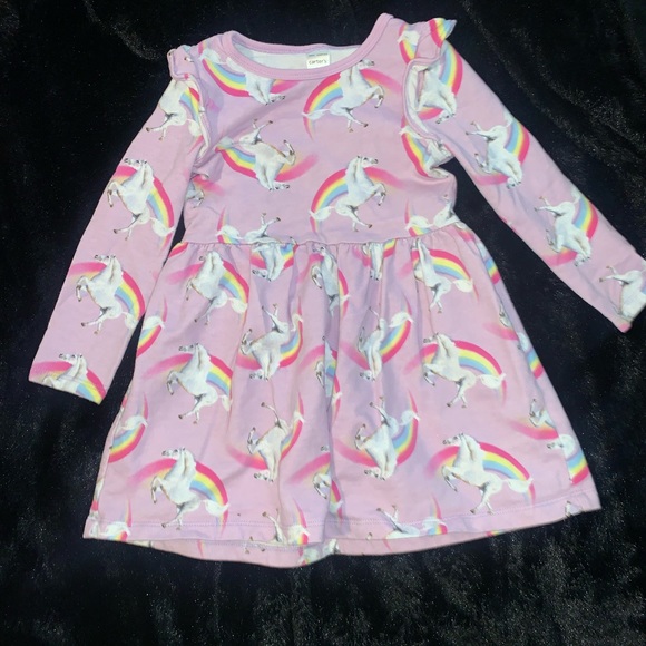 Carter’s Unicorn Print Dress with Ruffle Sleeve 3T